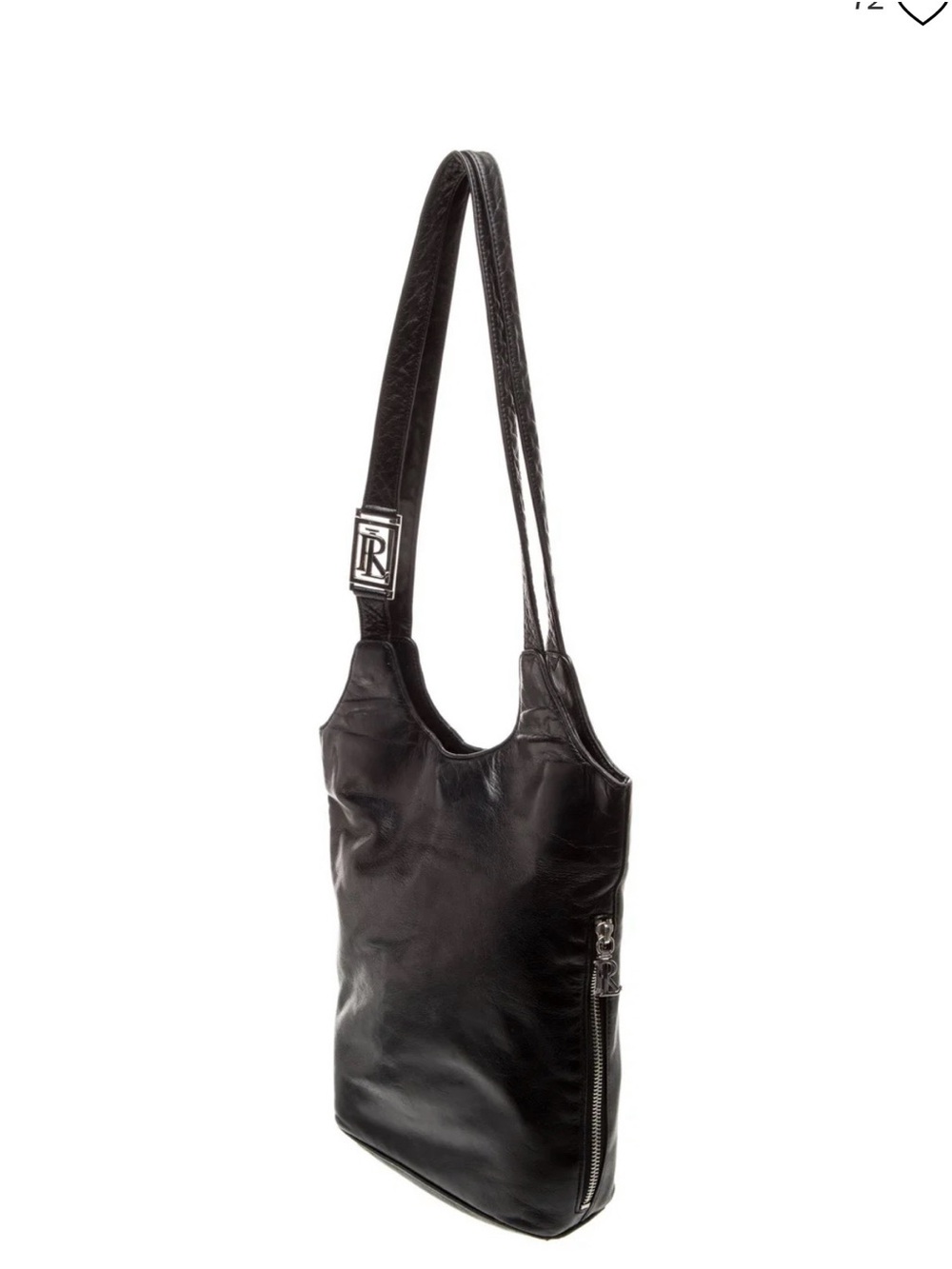 Vintage Ralph Lauren black leather hobo bag.